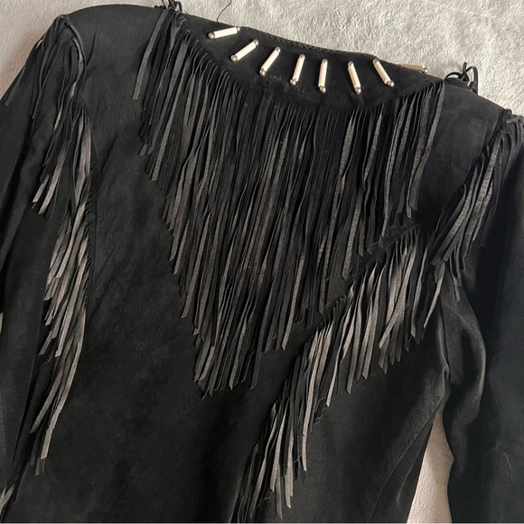 Vintage Echo Mountain Arturo Arocha Suede Leather Fringe Southwest Beaded Jacket - Picture 8 of 14